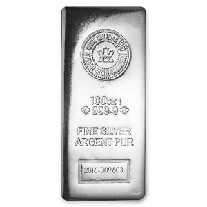 100 oz Silver Bar – Royal Canadian Mint