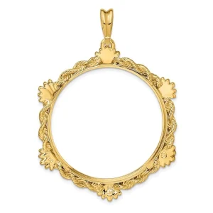 14K Rope w/ Shell Motif 34.2 mm Prong Coin Bezel