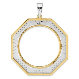 14k two tone diamond octagonal 34 2 mm prong coin bezel mtg 236549 3