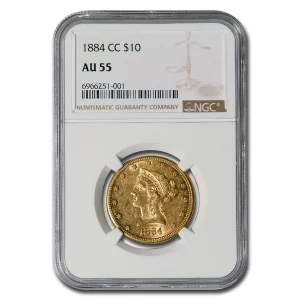 1884 cc 10 liberty gold eagle au 55 ngc 187983 slab 1 1