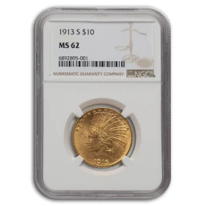 1913 s 10 indian gold eagle ms 62 ngc 158030 slab 2