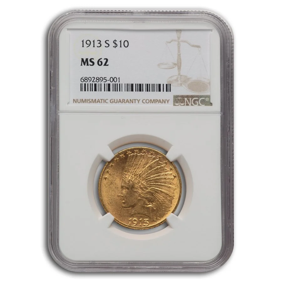 1913-S $10 Indian Gold Eagle MS-62 NGC Best