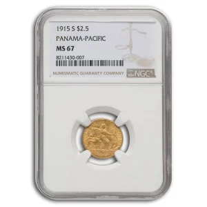 1915 s gold 2 50 panama pacific ms 67 ngc 87550 Slab 1 1
