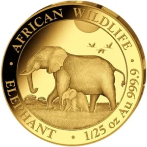 2022 1 25 oz Somalia Gold Elephant Coin obv
