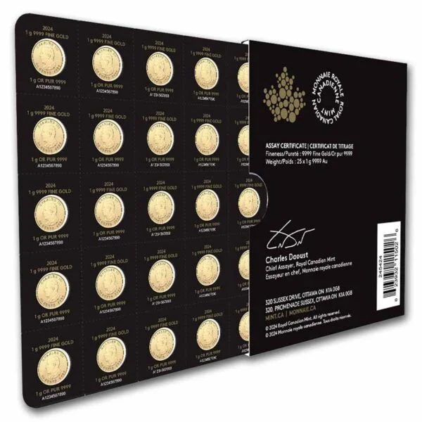 2025 25x 1 gram Gold Maple Leafs