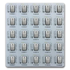 25x1 gram platinum bar pamp suisse multigram25 in assay 96246 Obv