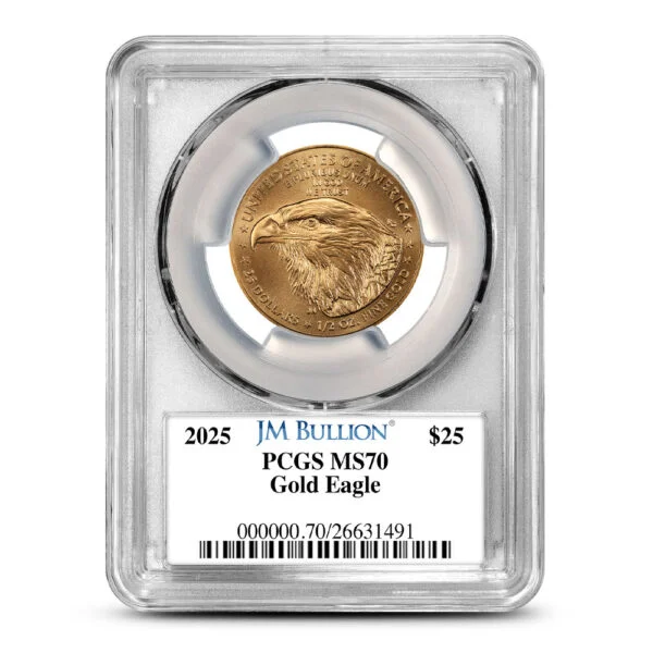 2025 1/2 oz American Gold Eagle Coin PCGS MS70 (Trump Alpha Ore Exchange Label) New