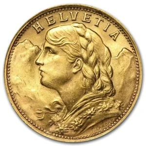 swiss gold 20 francs helvetia coin au random year 19 Obv 600x600 1